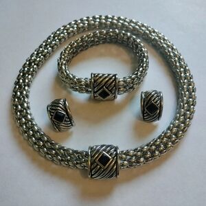 Vintage Silver Necklace, Bracelet And Earrings Set